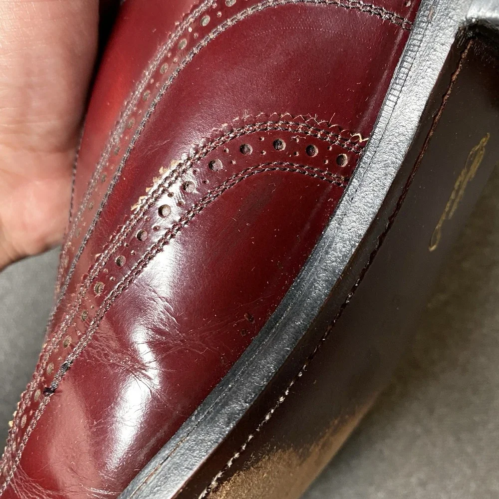 VTG Florsheim Imperial Shortwing Wingtip Oxford 11 EEE Burgundy Leather 93327